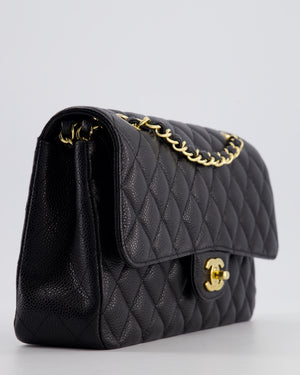 Chanel Black Medium Classic Double Flap Bag in Caviar Leather with Gold Hardware