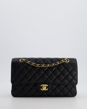 Chanel Black Medium Classic Double Flap Bag in Caviar Leather with Gold Hardware