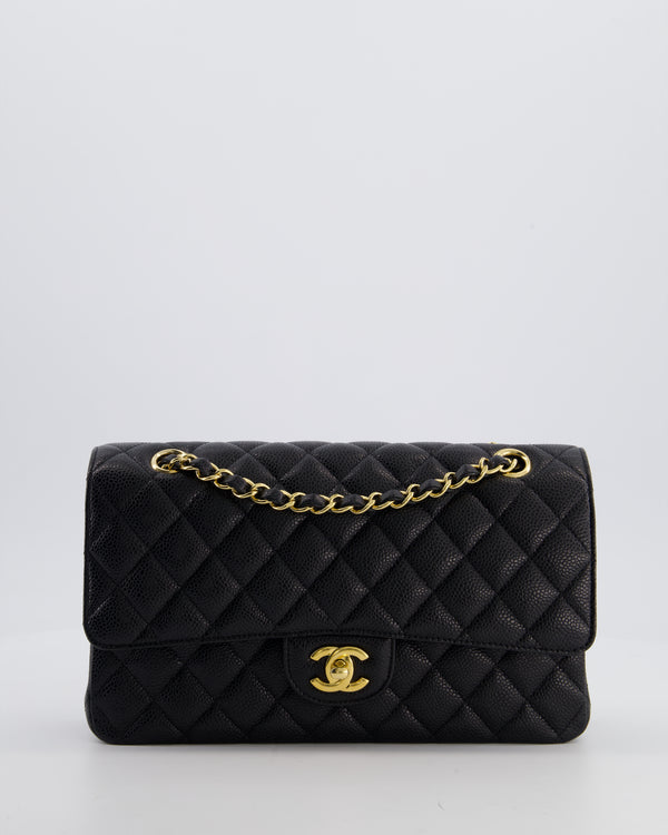 Chanel Black Medium Classic Double Flap Bag in Caviar Leather with Gold Hardware
