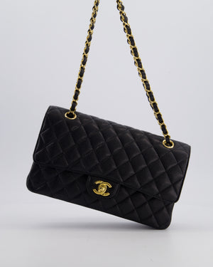 Chanel Black Medium Classic Double Flap Bag in Caviar Leather with Gold Hardware