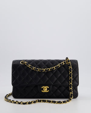 Chanel Black Medium Classic Double Flap Bag in Caviar Leather with Gold Hardware