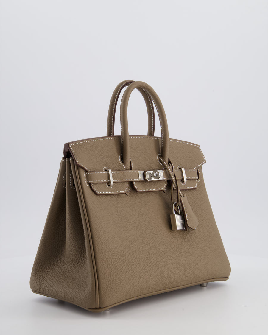 Hermès Birkin 25 Retourne Bag in Etoupe Togo Leather with Palladium Hardware