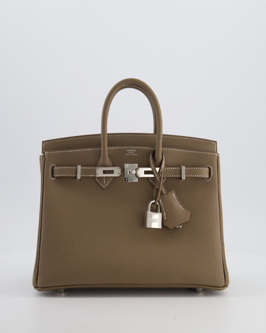 Hermès Birkin 25 Retourne Bag in Etoupe Togo Leather with Palladium Hardware