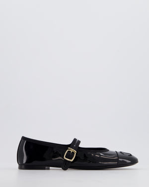 Chanel Black Mary Jane Ballerina Shoes in Patent Leather with Strap Detail and Gold Hardware Size EU 39.5