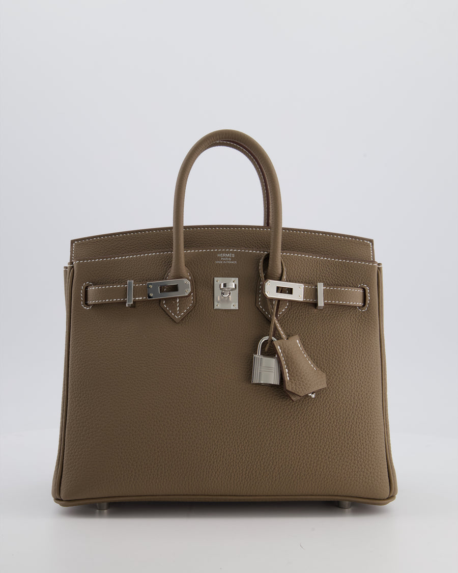 Hermès Birkin 25 Retourne Bag in Etoupe Togo Leather with Palladium Hardware