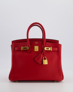 Hermès Birkin 25 Retourne Bag in Rouge Grenat Swift Leather with Gold Hardware