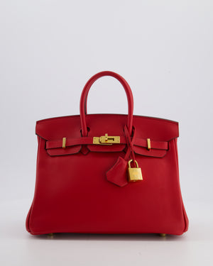 Hermès Birkin 25 Retourne Bag in Rouge Grenat Swift Leather with Gold Hardware