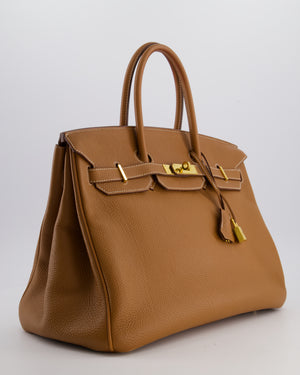 Hermès Birkin 35 Retourne Bag in Gold Togo Leather with Gold Hardware