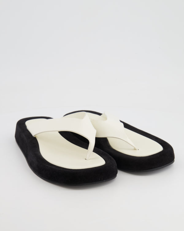 The Row Black Suede and White Leather Ginza Thong Sandals Size EU 37.5 RRP £960