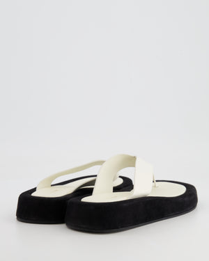 The Row Black Suede and White Leather Ginza Thong Sandals Size EU 37.5 RRP £960