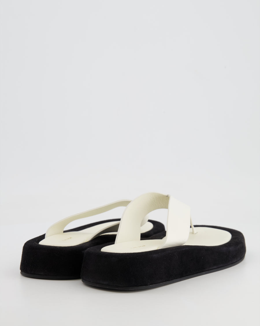 The Row Black Suede and White Leather Ginza Thong Sandals Size EU 37.5 RRP £960