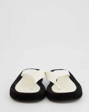 The Row Black Suede and White Leather Ginza Thong Sandals Size EU 37.5 RRP £960