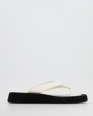 The Row Black Suede and White Leather Ginza Thong Sandals Size EU 37.5 RRP £960