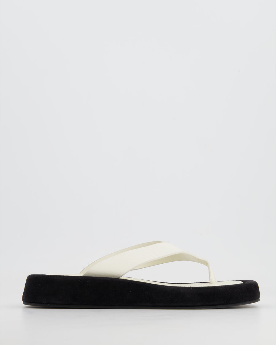 The Row Black Suede and White Leather Ginza Thong Sandals Size EU 37.5 RRP £960