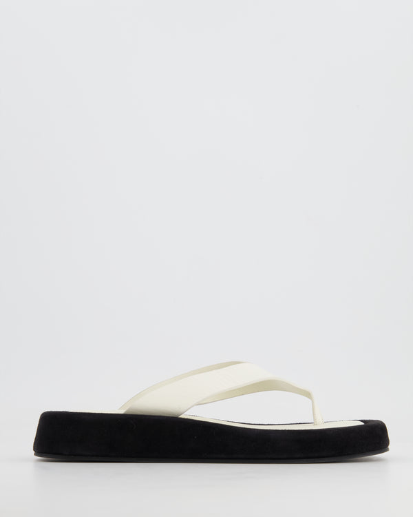 The Row Black Suede and White Leather Ginza Thong Sandals Size EU 37.5 RRP £960
