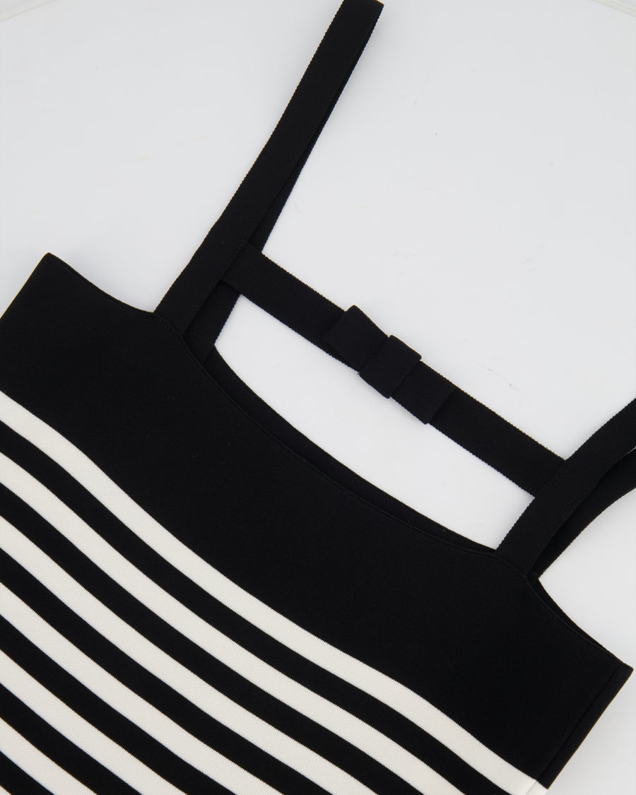 Nina Ricci Black and White Striped Knitted Mini Dress with Bow Detail Size XS (UK 6) RRP £600