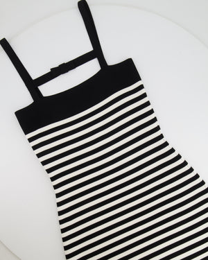 Nina Ricci Black and White Striped Knitted Mini Dress with Bow Detail Size XS (UK 6) RRP £600