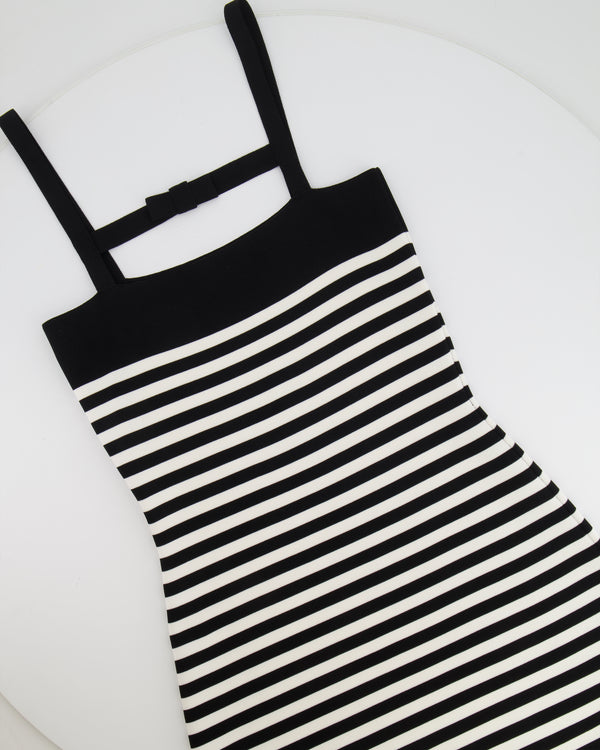 Nina Ricci Black and White Striped Knitted Mini Dress with Bow Detail Size XS (UK 6) RRP £600