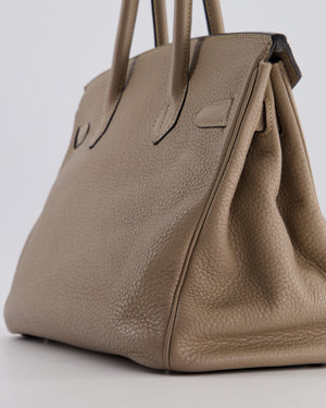 *FIRE PRICE* Hermès Birkin 30 Retourne Bag in Gris Tourterelle Clemence Leather with Palladium Hardware