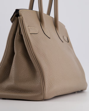 *FIRE PRICE* Hermès Birkin 30 Retourne Bag in Gris Tourterelle Clemence Leather with Palladium Hardware