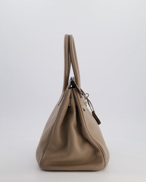 *FIRE PRICE* Hermès Birkin 30 Retourne Bag in Gris Tourterelle Clemence Leather with Palladium Hardware