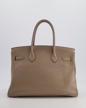 *FIRE PRICE* Hermès Birkin 30 Retourne Bag in Gris Tourterelle Clemence Leather with Palladium Hardware