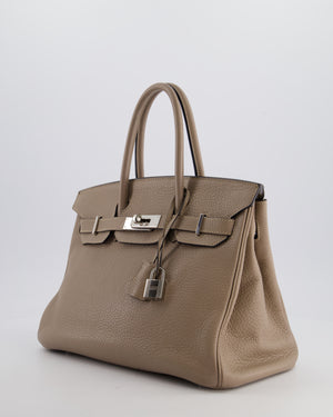 *FIRE PRICE* Hermès Birkin 30 Retourne Bag in Gris Tourterelle Clemence Leather with Palladium Hardware