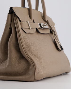 *FIRE PRICE* Hermès Birkin 30 Retourne Bag in Gris Tourterelle Clemence Leather with Palladium Hardware