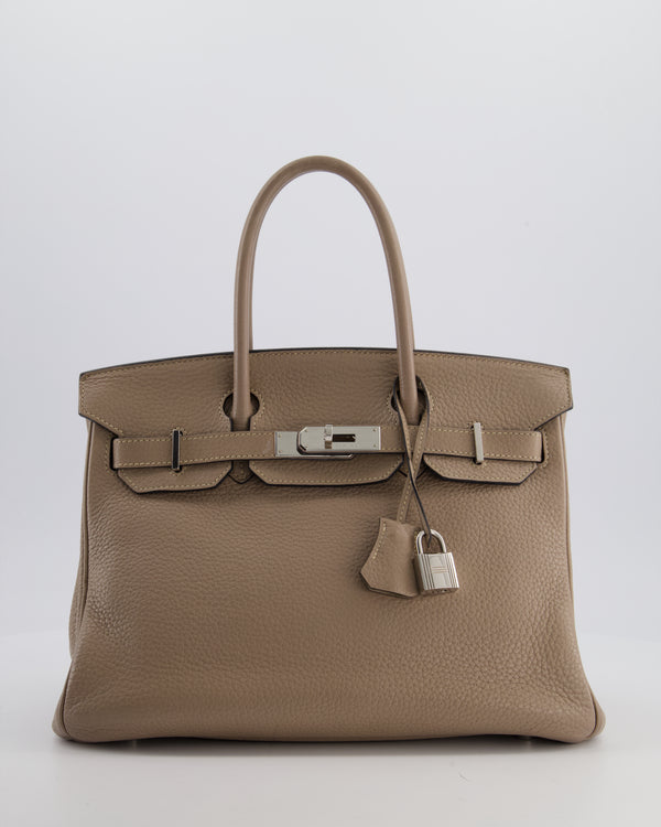 *FIRE PRICE* Hermès Birkin 30 Retourne Bag in Gris Tourterelle Clemence Leather with Palladium Hardware