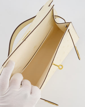 Hermès Kelly Pochette Bag in Nata Ostrich Leather with Gold Hardware
