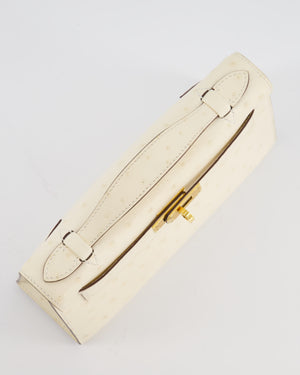 Hermès Kelly Pochette Bag in Nata Ostrich Leather with Gold Hardware