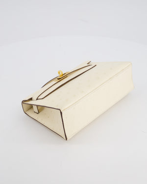 Hermès Kelly Pochette Bag in Nata Ostrich Leather with Gold Hardware