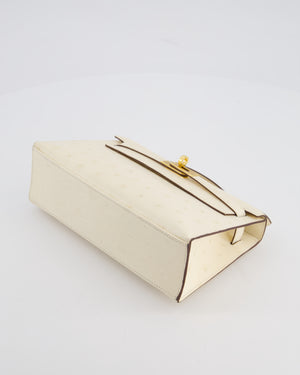 Hermès Kelly Pochette Bag in Nata Ostrich Leather with Gold Hardware