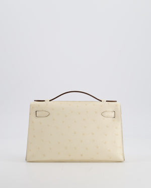 Hermès Kelly Pochette Bag in Nata Ostrich Leather with Gold Hardware