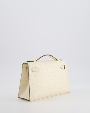 Hermès Kelly Pochette Bag in Nata Ostrich Leather with Gold Hardware