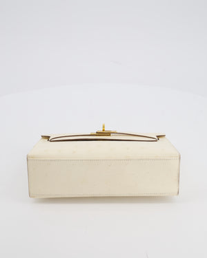 Hermès Kelly Pochette Bag in Nata Ostrich Leather with Gold Hardware