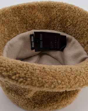 Miu Miu Desert Shearling Bucket Hat with Logo Size M