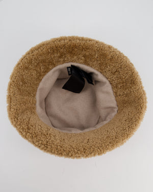 Miu Miu Desert Shearling Bucket Hat with Logo Size M