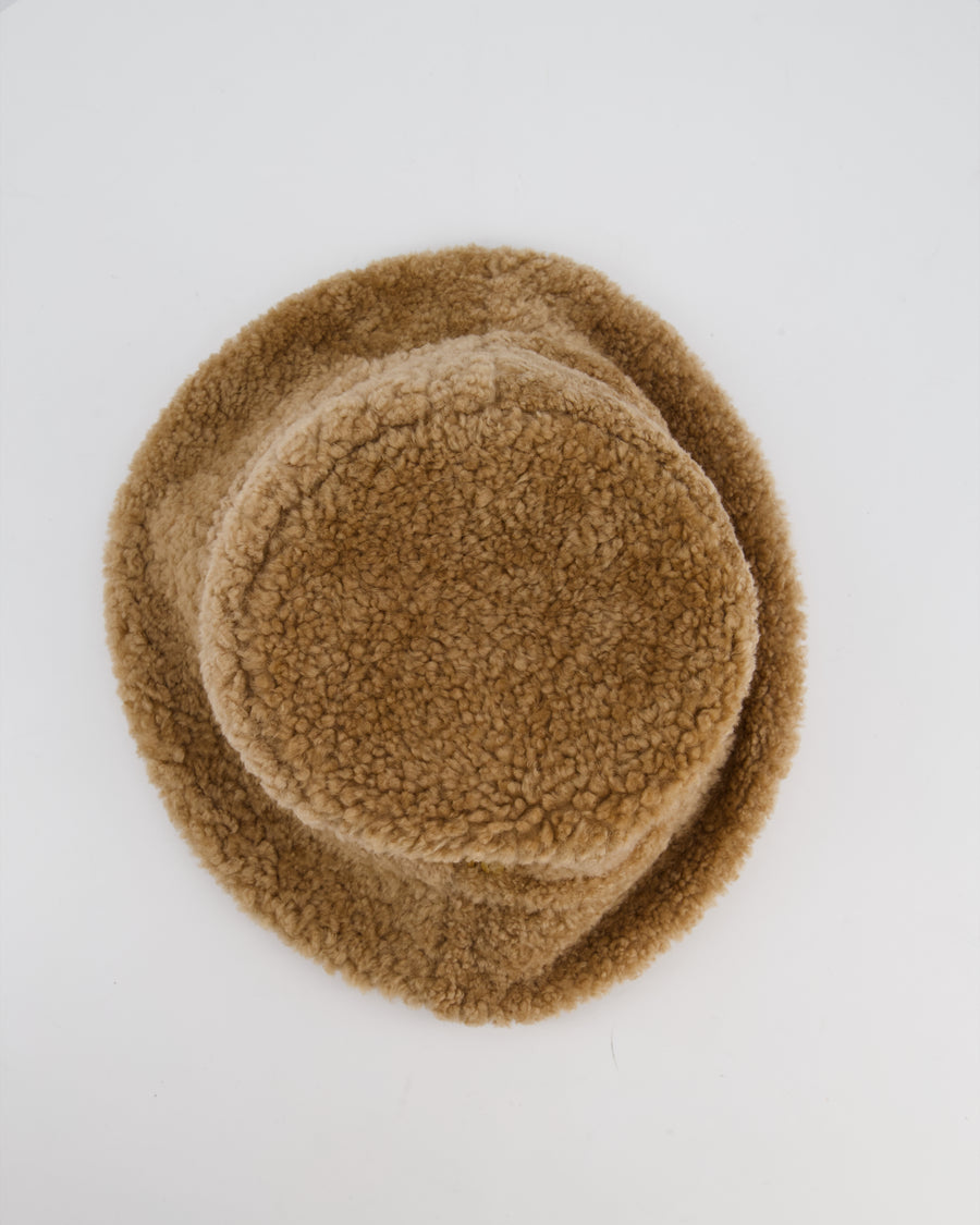 Miu Miu Desert Shearling Bucket Hat with Logo Size M