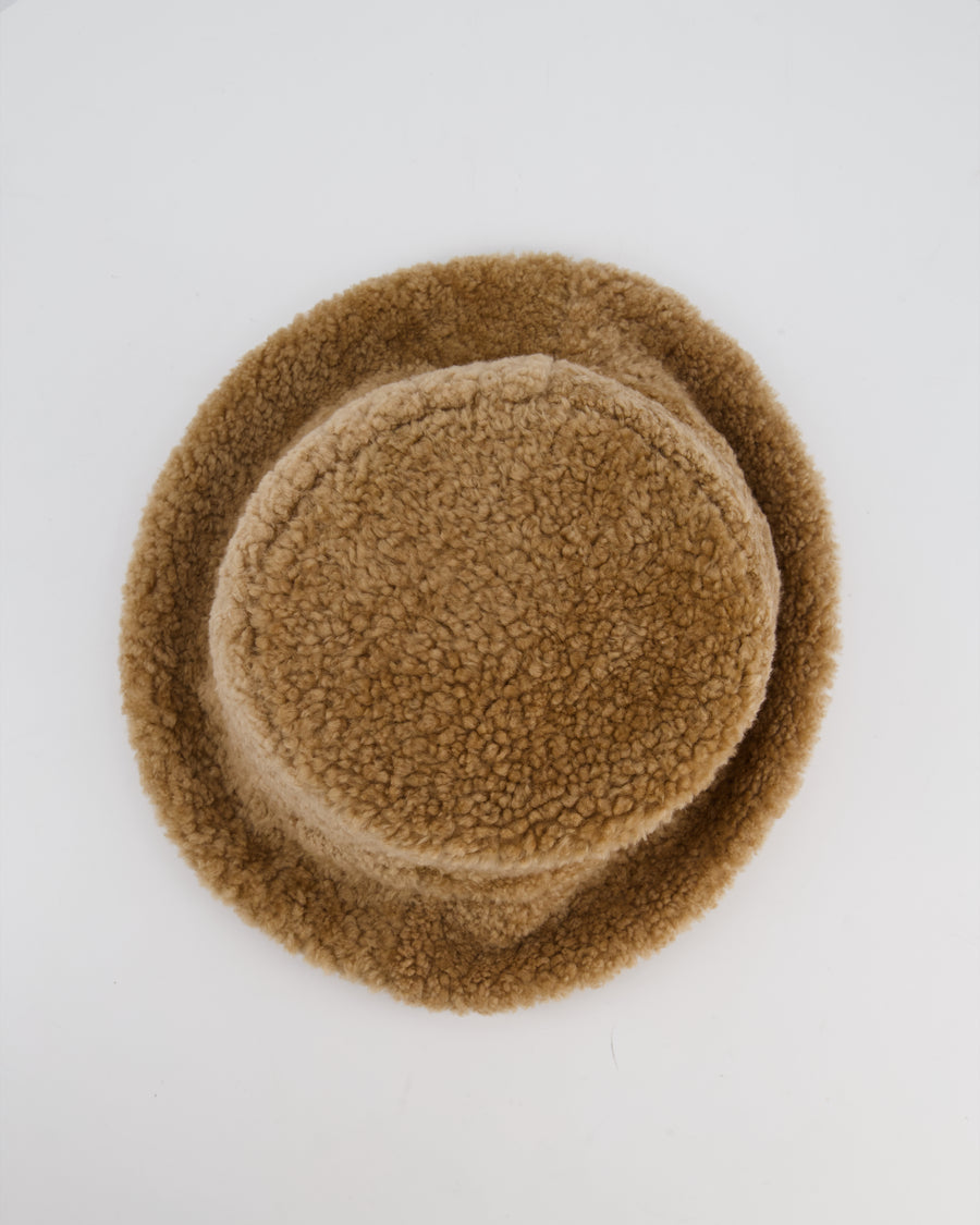Miu Miu Desert Shearling Bucket Hat with Logo Size M