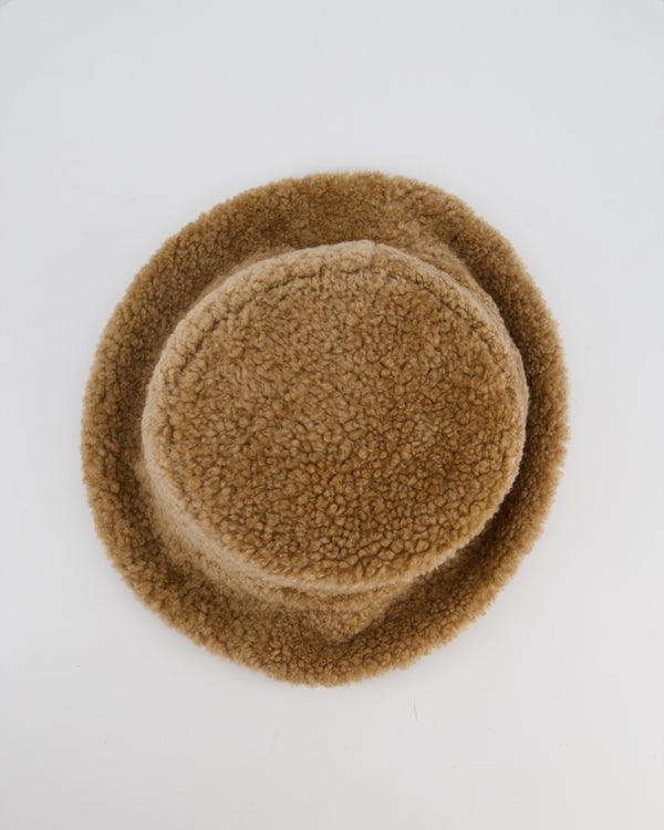 Miu Miu Desert Shearling Bucket Hat with Logo Size M