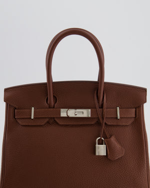 Hermès Birkin 30 Retourne Bag in Havane Clemence Leather with Palladium Hardware