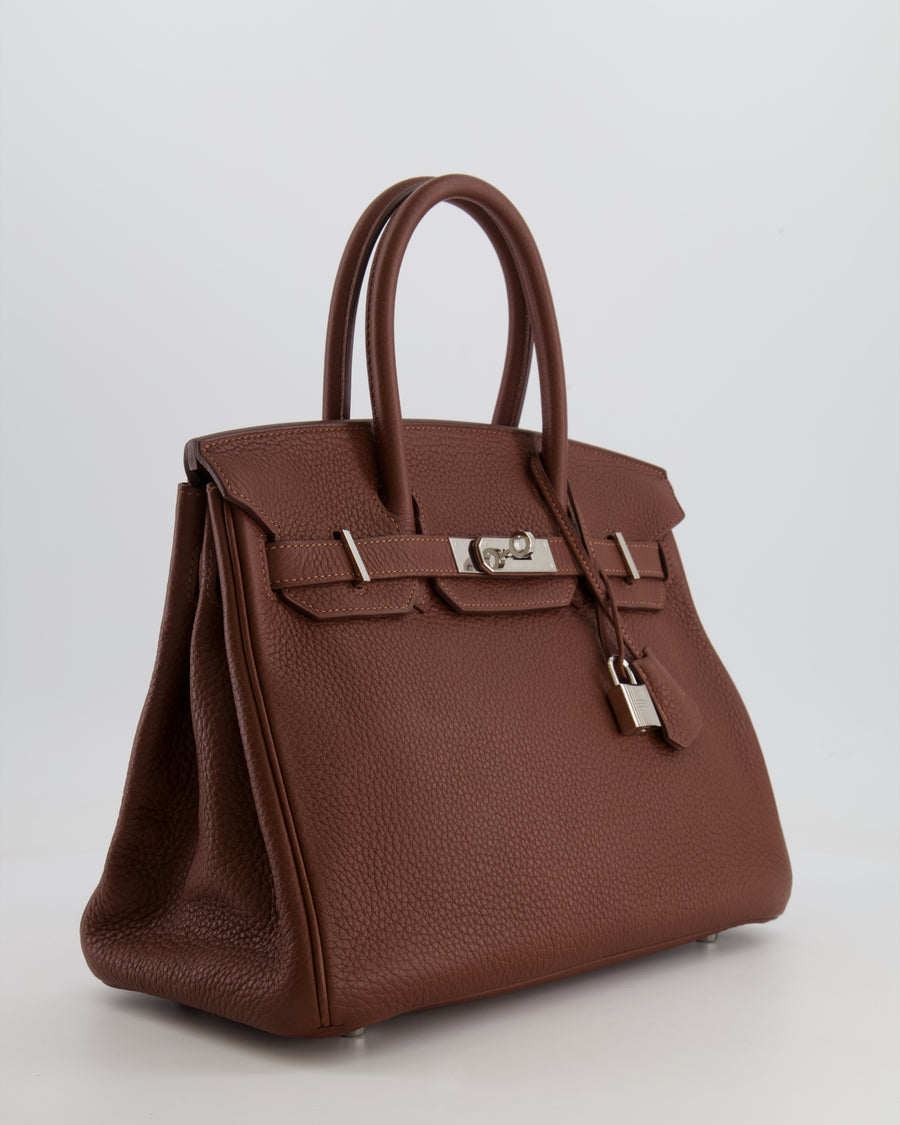 Hermès Birkin 30 Retourne Bag in Havane Clemence Leather with Palladium Hardware