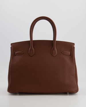 Hermès Birkin 30 Retourne Bag in Havane Clemence Leather with Palladium Hardware