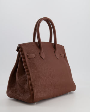 Hermès Birkin 30 Retourne Bag in Havane Clemence Leather with Palladium Hardware