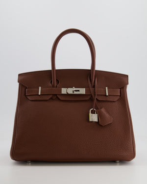 Hermès Birkin 30 Retourne Bag in Havane Clemence Leather with Palladium Hardware