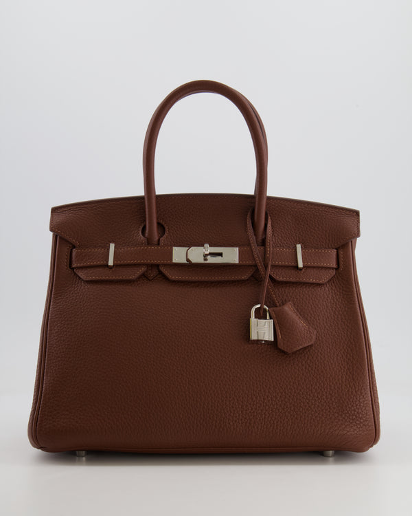 Hermès Birkin 30 Retourne Bag in Havane Clemence Leather with Palladium Hardware