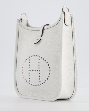 Hermès Mini Evelyne Bag in New White Clemence Leather with Palladium Hardware