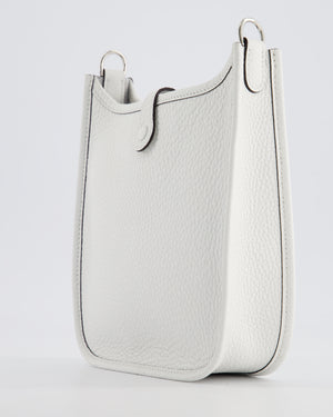 Hermès Mini Evelyne Bag in New White Clemence Leather with Palladium Hardware