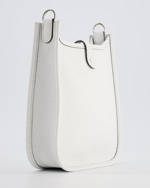 Hermès Mini Evelyne Bag in New White Clemence Leather with Palladium Hardware